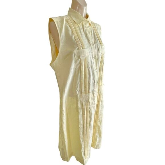 La Habana Miami Linen Cubavera Guayabera Cuban Style Sleeveless Shirt Dress - Picture 7 of 15